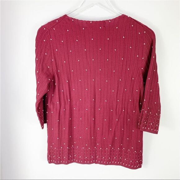 Classiques Entier Vintage Beaded Silk Burgundy Cardigan Sweater Set - Picture 10 of 11